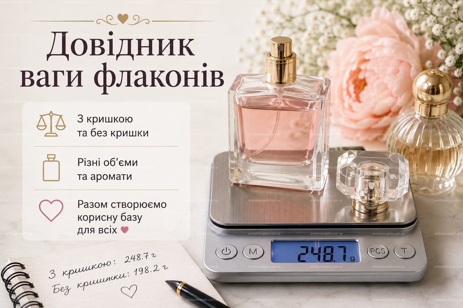 Вага флаконів: з кришкою / без кришки